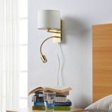 Lindby - Florens - Wandlamp - Messing / Goud - Modern - Textiel / Stof / Zijde