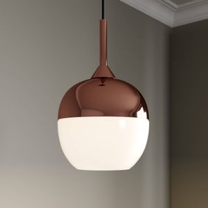 Lindby - hanglamp - 1licht - metaal, glas - H: 33 cm - E27 - koper, opaal wit