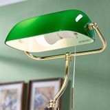 Lindby Bureaulamp - 1 Licht - Metaal Glas - H: 39 cm - E27 - Messing Groen