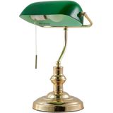 Lindby Bureaulamp - 1 Licht - Metaal Glas - H: 39 cm - E27 - Messing Groen