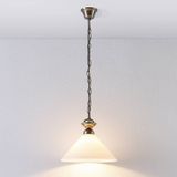 Lindby - hanglamp - 1licht - glas, metaal - E27 - opaalwit glanzend, oud-messing