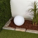 Lindby LED lamp op zonne-energie Lago, Ø 25 cm, bol, grondpin, wit