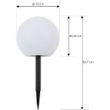 Lindby LED lamp op zonne-energie Lago, Ø 25 cm, bol, grondpin, wit