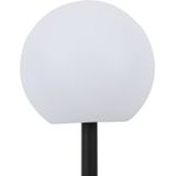 Lindby LED lamp op zonne-energie Lago, Ø 25 cm, bol, grondpin, wit