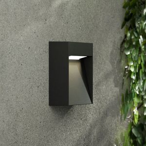 Lucande - LED Wandlamp Buiten - 1licht - Aluminiu - Polycarbonaat - H: 9.5 cm - Donkergrijs