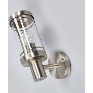 Lindby - Wandlampen buiten - 1licht - roestvrij staal, polycarbonaat - H: 28.5 cm - E27 - roestvrij staal, helder