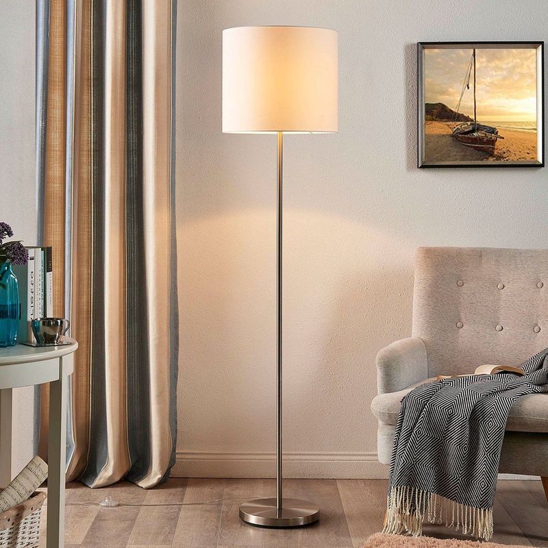 Lindby - Parsa Vloerlamp - Wit - Stijlvol Design - Nikkel Afwerking