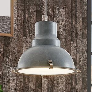 Lindby - hanglamp - 1licht - metaal, glas - H: 28 cm - E27 - beton grijs, wit