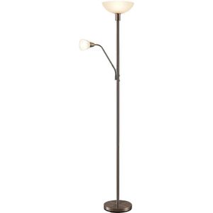 Lindby uplighter Jost, 180 cm, nikkelkleurig, leeslampje