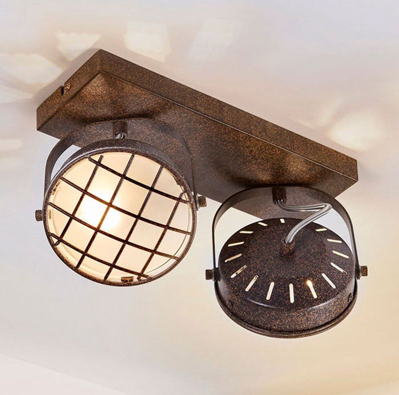 Lindby - Tamin 2 - Plafondlamp - Roest/Wit - Met LED Lampen