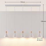 Lindby Hanglamp Arina in wit, 5-lamps