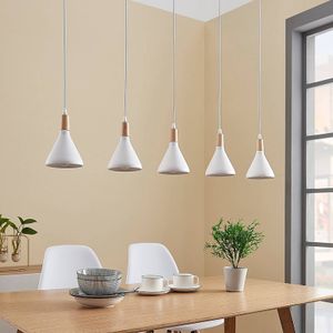 Lindby Hanglamp Arina in wit, 5-lamps
