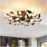 Lindby - Yos Plafondlamp Zwart-Goud - Organisch Ontwerp met Bladdetails