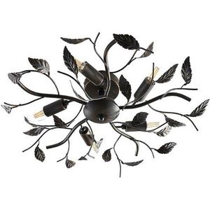Lindby - Yos Plafondlamp Zwart-Goud - Organisch Ontwerp met Bladdetails
