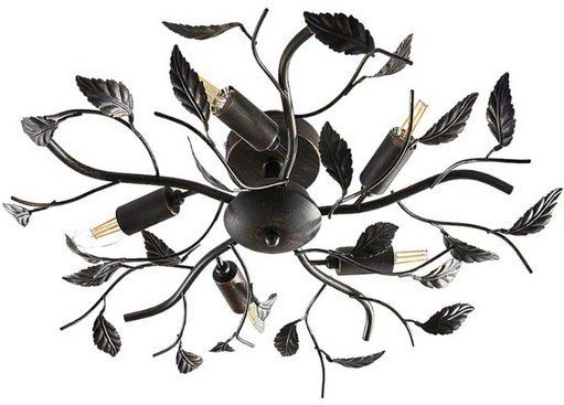 Lindby - Yos Plafondlamp Zwart-Goud - Organisch Ontwerp met Bladdetails