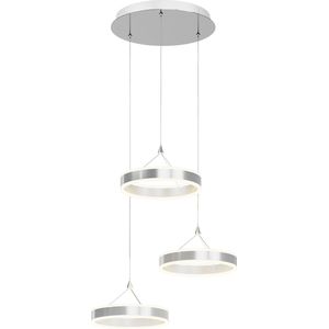 Lucande - Hanglampen- met dimmer - 3 lichts - metaal, acryl - chroom, wit gesatineerd - Inclusief lichtbronnen