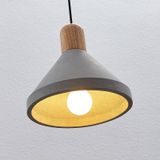 Lindby Betonnen hanglamp Caisy met hout, rond