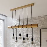 Lindby Houten hanglamp Eviton, 6-lamps, naturel