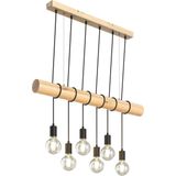 Lindby Houten hanglamp Eviton, 6-lamps, naturel