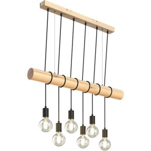 Lindby - Hanglamp - 6 lichts - metaal, hout - E27 - licht hout