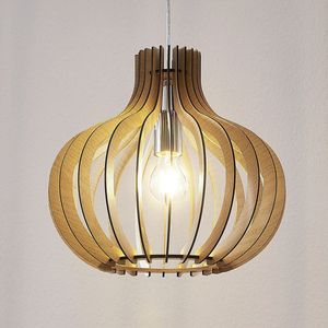 Lindby Ballonvormige houten lamp Sina, helder