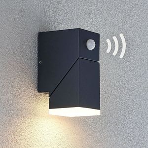 Lindby - LED wandlamp buiten - 1licht - aluminium, kunststof - H: 14.5 cm - donkergrijs, wit gesatineerd - Inclusief lichtbron