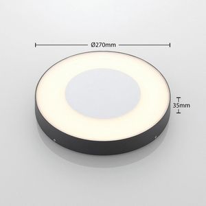 Lucande - LED plafondlamp - 1licht - polycarbonaat, drukgegoten aluminium - H: 3.5 cm - wit, donkergrijs - Inclusief lichtbron