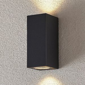Lucande - Wandlamp buiten - 2 lichts - drukgegoten aluminium - H: 16.5 cm - GU10 - donkergrijs