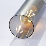 Lindby - hanglamp - 1licht - glas, metaal - H: 30 cm - E27 - rookgrijs, chroom