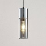 Lindby - hanglamp - 1licht - glas, metaal - H: 30 cm - E27 - rookgrijs, chroom