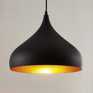Lindby - hanglamp - 1licht - Aluminium - H: 24 cm - E27 - zwart, goud