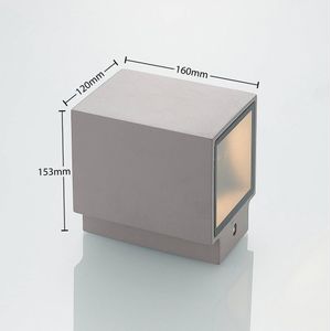 Lindby - LED wandlamp buiten - 1licht - beton - H: 16 cm - grijs - Inclusief lichtbron
