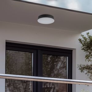 Lindby LED buiten plafondlamp Lahja, antraciet, sensor, IP65