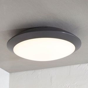 Lindby - LED plafondlamp - 1licht - polycarbonaat, ABS - H: 8.5 cm - donkergrijs (RAL 7024, wit - Inclusief lichtbron