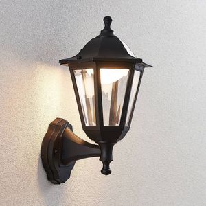 Lindby - LED Wandlamp Buiten - 1licht - Polycarbonaat - H: 37.7 cm - Zwart (RAL 9005 - Helder