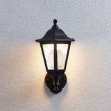 Lindby LED buiten wandlamp Iavo, sensor, zwart, lantaarn
