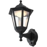 Lindby LED buiten wandlamp Iavo, sensor, zwart, lantaarn