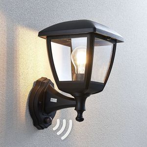 Lindby - Wandlampen buiten - 1licht - polycarbonaat - H: 31.1 cm - E27 - zwart (RAL 9005), helder