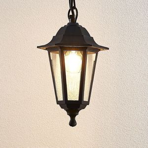 Lindby - Hanglampen buiten - 1licht - polycarbonaat, glas - H: 27 cm - E27 - zwart (RAL 9005)