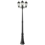 Lindby - Lantaarnpalen - 3lichts - Polycarbonaat, glas - H: 217 cm - E27 - zwart (RAL 9005)