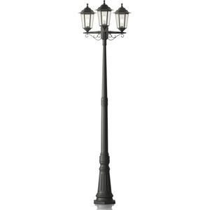 Lindby tuinpadverlichting Nane, 3-lamps, zwart, glas, hoogte 217 cm