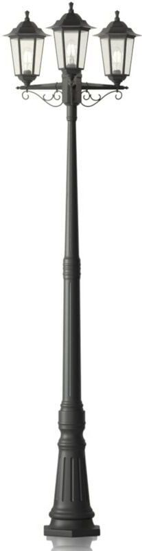 Lindby - Lantaarnpalen - 3lichts - Polycarbonaat, glas - H: 217 cm - E27 - zwart (RAL 9005)