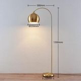 Lindby Vloerlamp Moisia - Messingkleurig - Gebogen Vorm - 148 cm