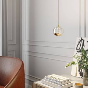 Lucande - hanglamp - 1licht - glas, metaal - H: 8.5 cm - helder, goud - Inclusief lichtbron