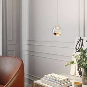 Lucande LED hanglamp Hayley met glasbol, 1 lampje, goud