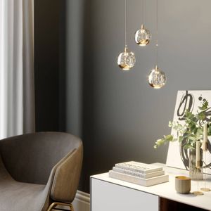 Lucande LED hanglamp Hayley met glasbol, 3 lampjes, goud