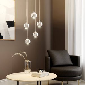 Lucande - hanglamp - 5lichts - Glas, metaal - helder, chroom - Inclusief lichtbronnen