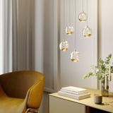 Lucande LED hanglamp Hayley, 5 lampjes, rond, goud