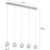Lucande LED hanglamp Hayley, 5-lamps, langwerpig, chroom