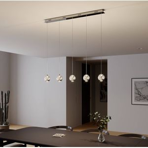 Lucande - hanglamp - 5 lichts - glas, metaal - helder, chroom - Inclusief lichtbronnen